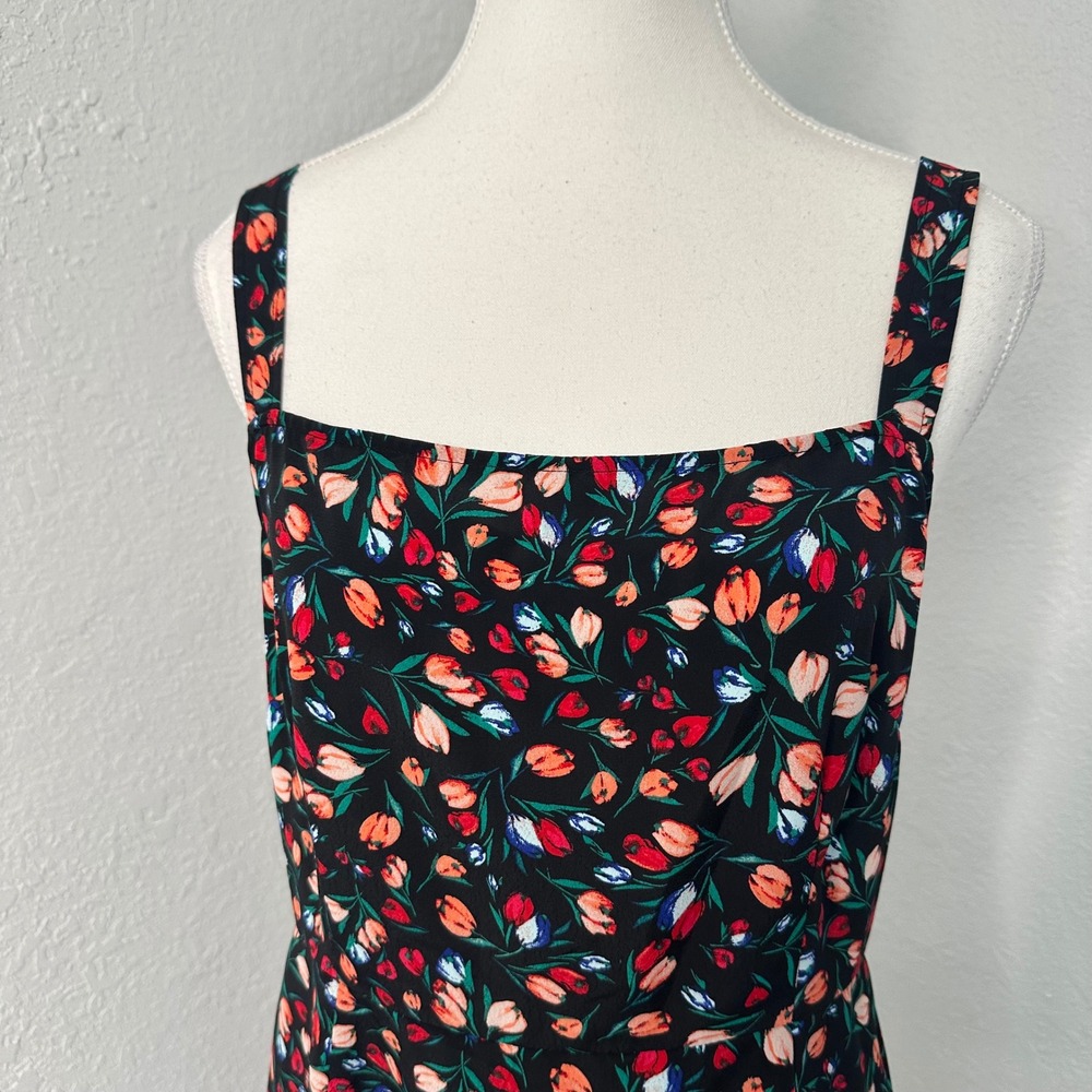BP Black Floral Tulip Print Square Neck Mini Dress‎ Women's Size M - Picture 3 of 6